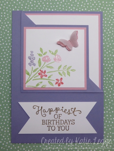 Corner fold Birthday card using Number of Years and Birthday Blooms | 2016 Occasions Sneak Peek | Created by Katie Legge