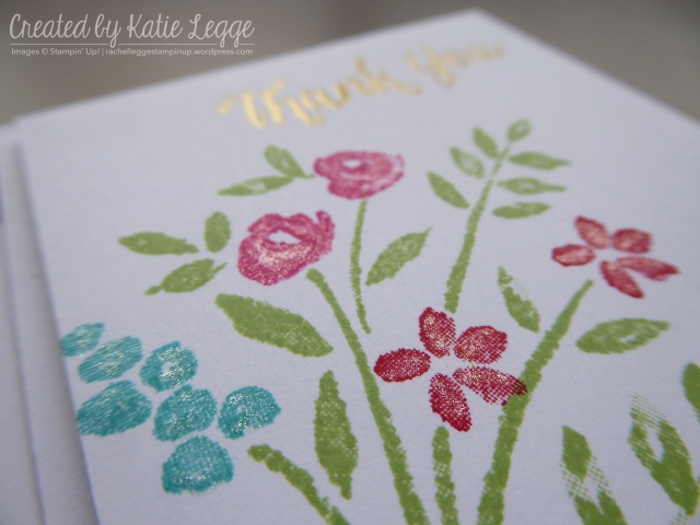 Stampin' Up! simple 'Thank You' mini 3x3%22 card using the new Number of Years stamp set | Closeup showing shimmery glitter from clear Wink of Stella | Created by Katie Legge rachelleggestampinup.wordpress.com